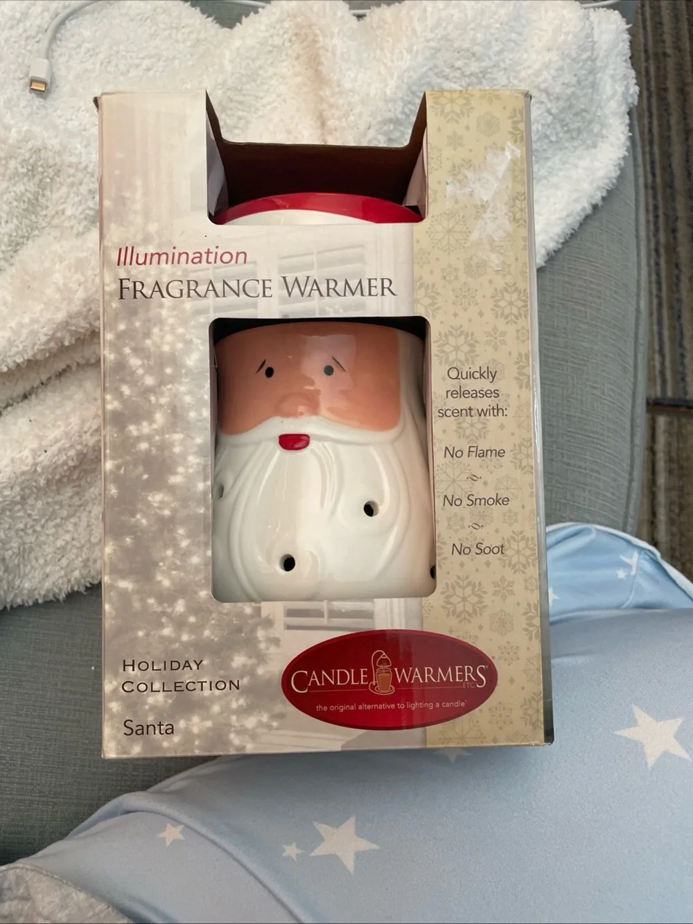 Santa Ceramic Wax Warmer - White and Red Holiday Decor
